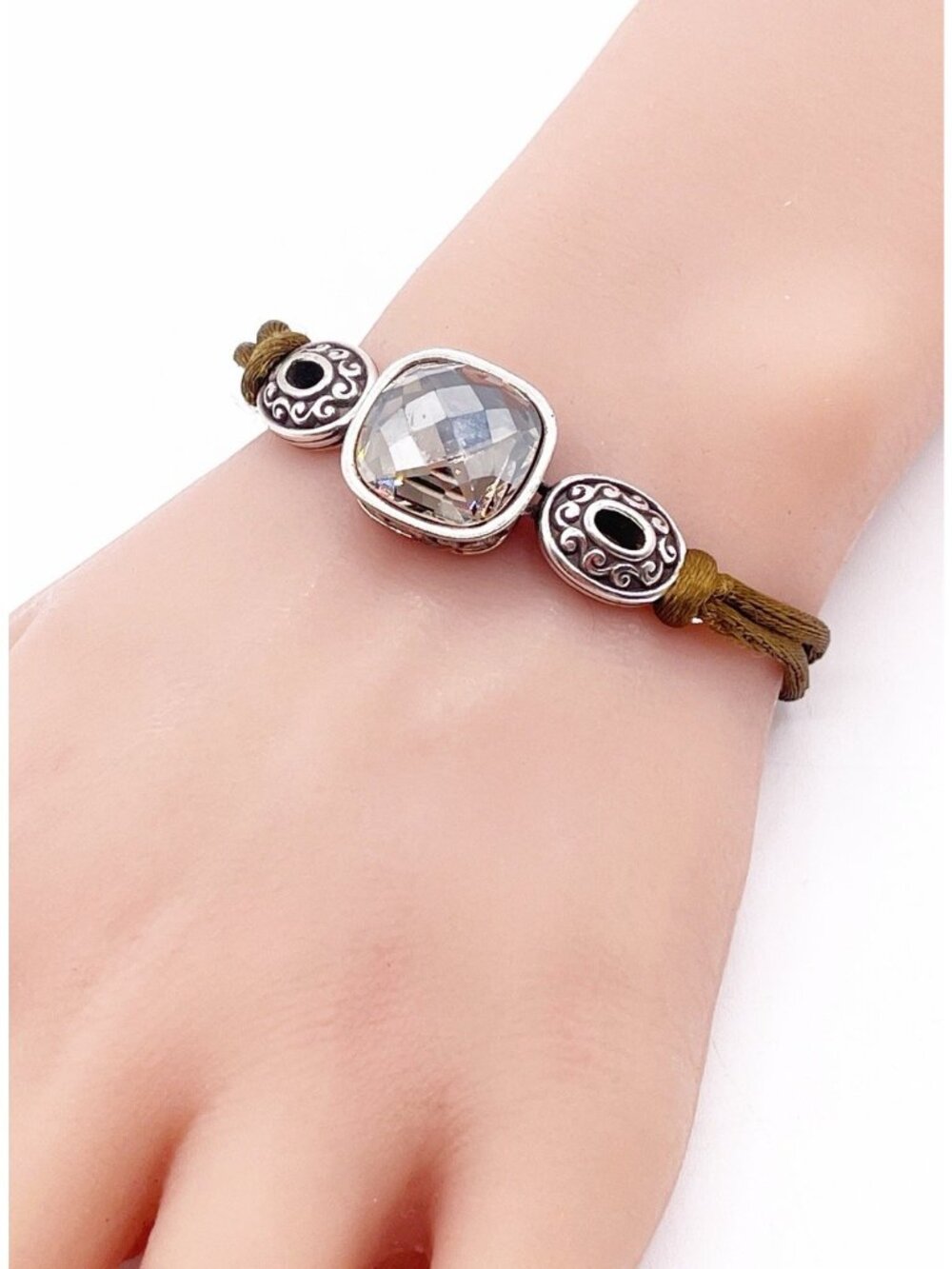 Brighton Retired Venus Rising Smoky Quartz Silk Cord Bracelet Adjustable Length